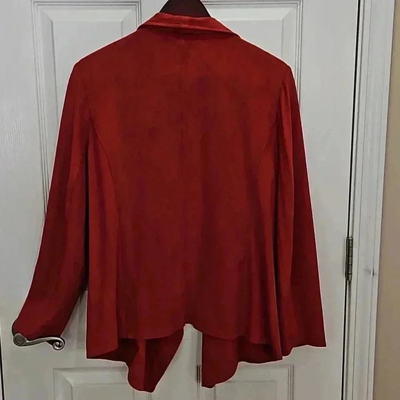 JM Collection Rust Faux Suede Open Jacket Sz Lg - Picture 5 of 6
